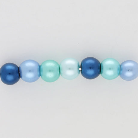 Glasperlen rund - 6 mm - Carribean Blue Mix - PerlineBeads