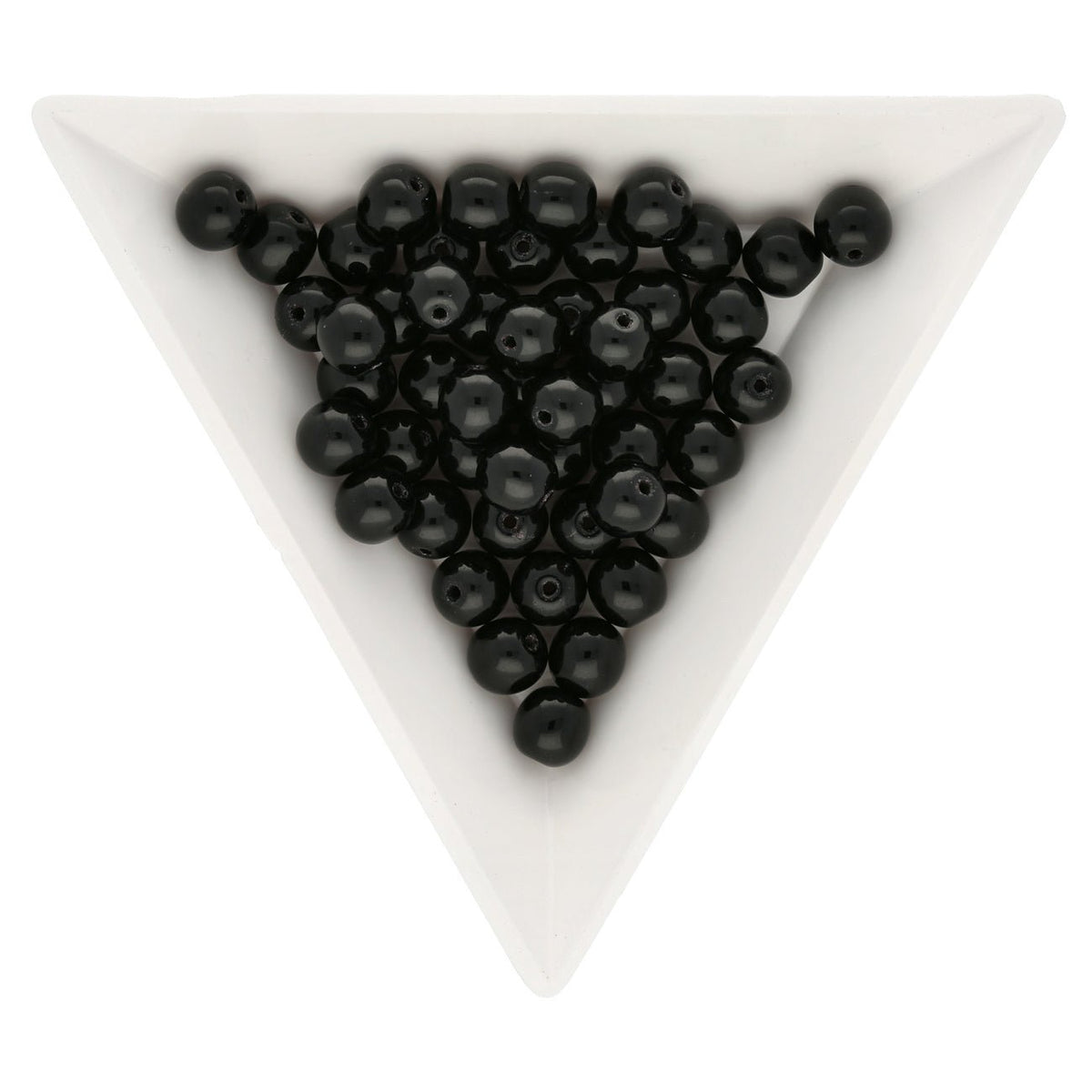 Glasperlen rund - 6 mm - Jet - PerlineBeads