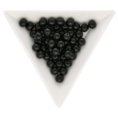 Glasperlen rund - 6 mm - Jet - PerlineBeads