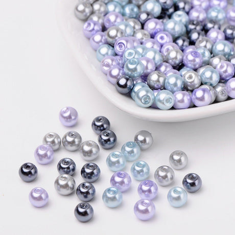 Glasperlen rund - 6 mm - Silver-Grey Mix - PerlineBeads