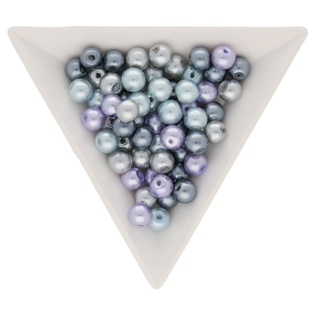 Glasperlen rund - 6 mm - Silver-Grey Mix - PerlineBeads