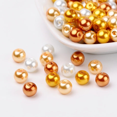 Glasperlen rund - 8 mm - Caramel Mix - PerlineBeads