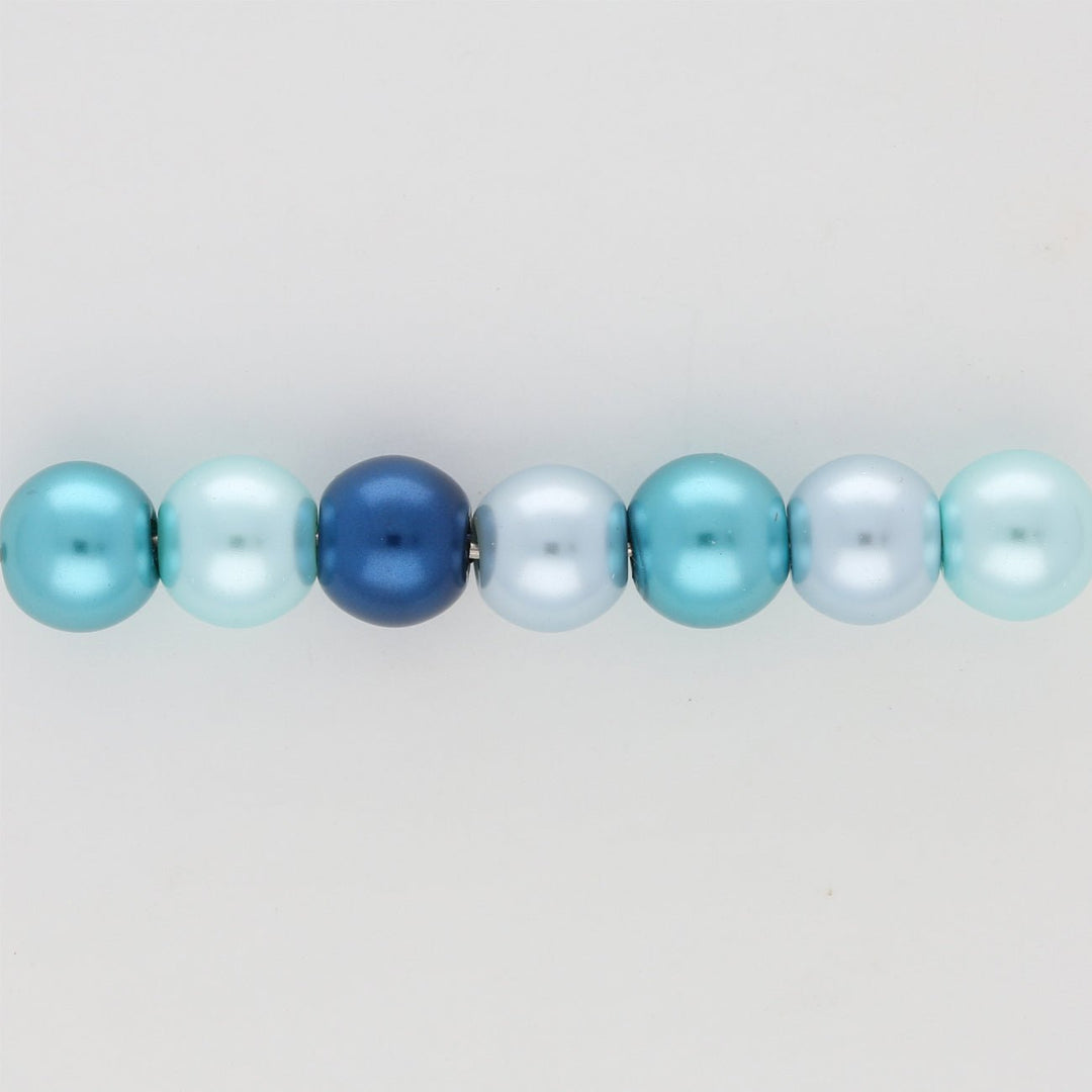 Glasperlen rund - 8 mm - Carribean Blue Mix - PerlineBeads