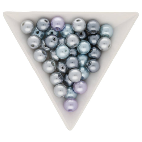 Glasperlen rund - 8 mm - Silver-Grey Mix - PerlineBeads