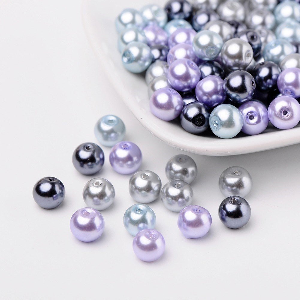 Glasperlen rund - 8 mm - Silver-Grey Mix - PerlineBeads