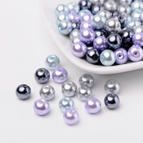 Glasperlen rund - 8 mm - Silver-Grey Mix - PerlineBeads