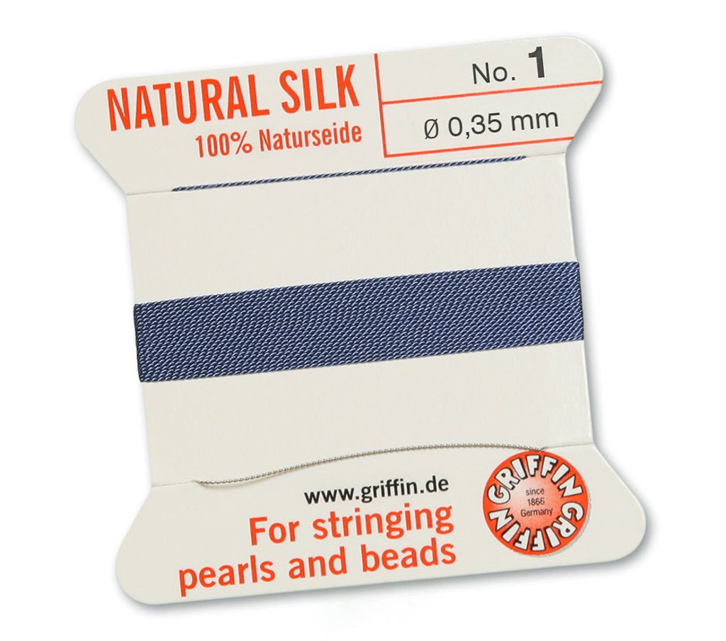 Griffin Perlseide – 100% Naturseide – No. 1 (0,35 mm) - Blau - PerlineBeads