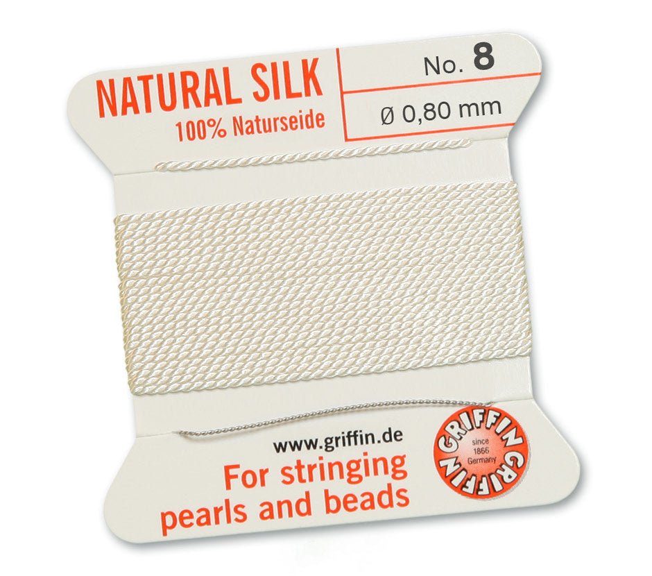 Griffin Perlseide – 100% Naturseide – No. 8 (0,80 mm) - White - PerlineBeads