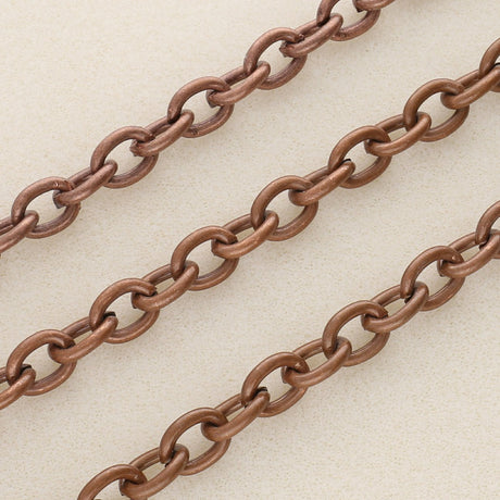 Grossmaschige Kette, Metalllegierung – Kupfer rot - PerlineBeads