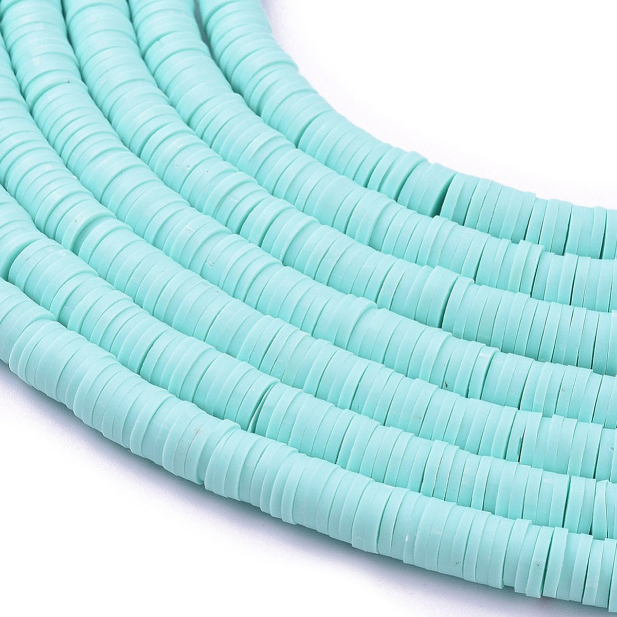 Heishi-Perlen aus Polymerpaste 6 mm – Aquamarine - PerlineBeads