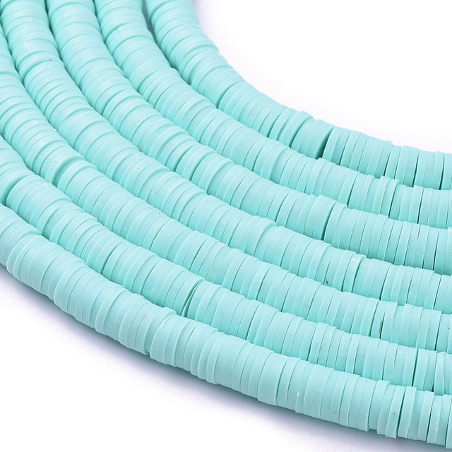 Heishi-Perlen aus Polymerpaste 6 mm – Aquamarine - PerlineBeads