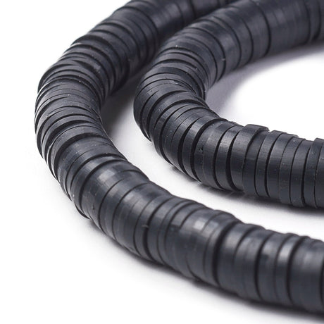 Heishi-Perlen aus Polymerpaste 6 mm – Black - PerlineBeads