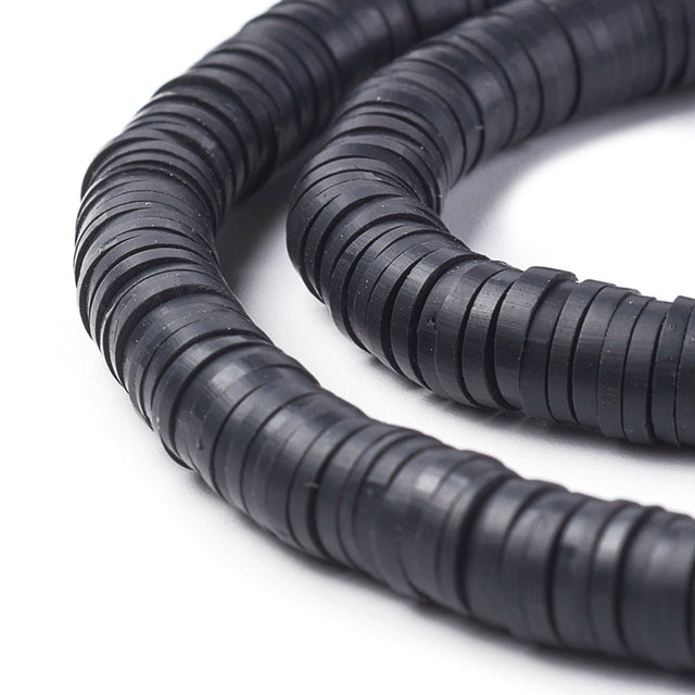 Heishi-Perlen aus Polymerpaste 6 mm – Black - PerlineBeads