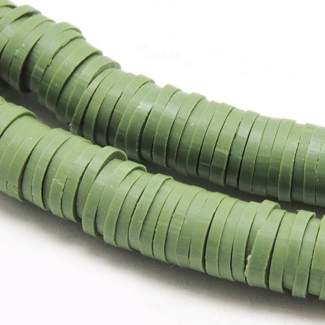 Heishi-Perlen aus Polymerpaste 6 mm – Olive - PerlineBeads