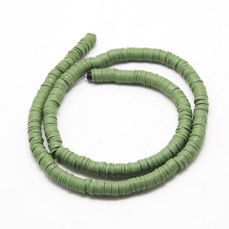 Heishi-Perlen aus Polymerpaste 6 mm – Olive - PerlineBeads