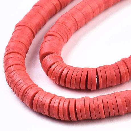 Heishi-Perlen aus Polymerpaste 6 mm – Red - PerlineBeads