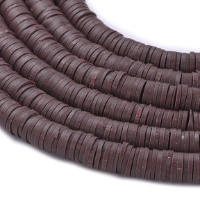Heishi-Perlen aus Polymerpaste 6 mm – Saddle Brown - PerlineBeads