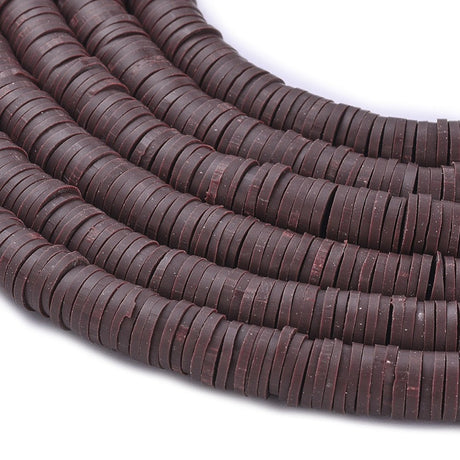 Heishi-Perlen aus Polymerpaste 6 mm – Saddle Brown - PerlineBeads