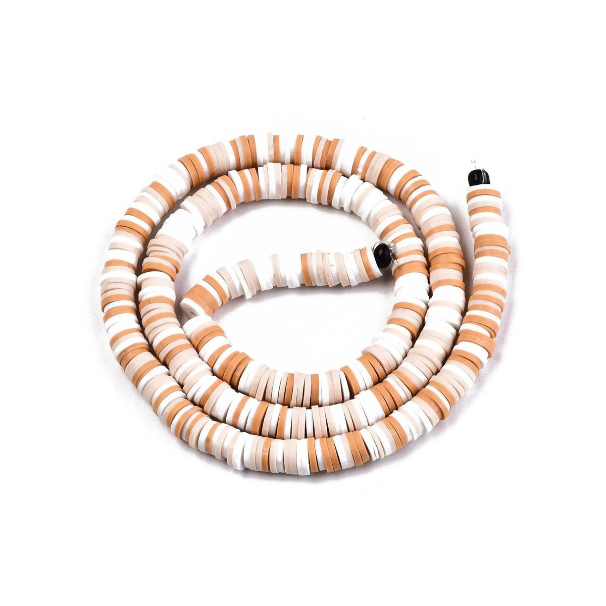 Heishi-Perlen aus Polymerpaste 6 mm – Sandy Brown Mix - PerlineBeads