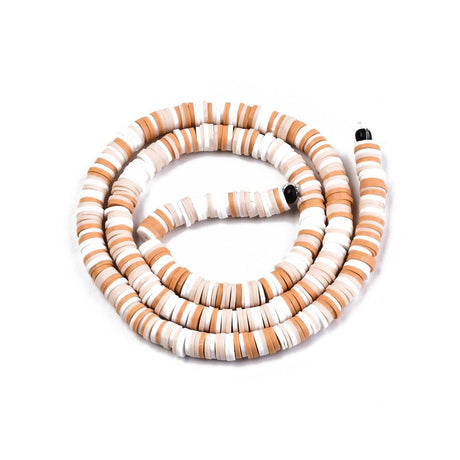 Heishi-Perlen aus Polymerpaste 6 mm – Sandy Brown Mix - PerlineBeads