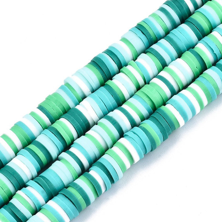 Heishi-Perlen aus Polymerpaste 6 mm – Spring Green Mix - PerlineBeads