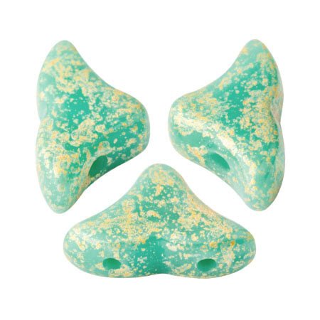 Hélios® par Puca® - Opaque Green Turquoise Splash - PerlineBeads