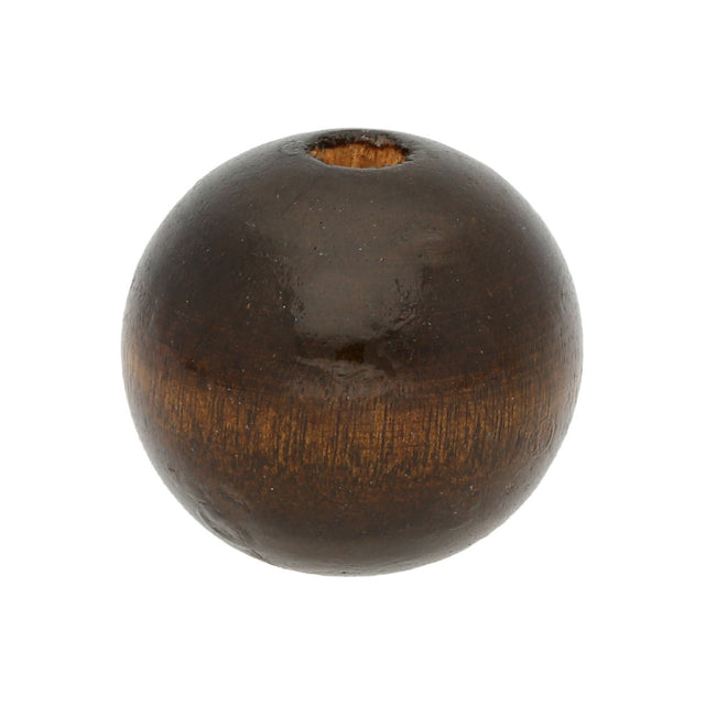 Holzperle 25 mm – dunkelbraun gefärbt (6 Stk.) - PerlineBeads
