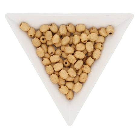 Holzperlen oval 6 x 5 mm - Hellbraun - PerlineBeads