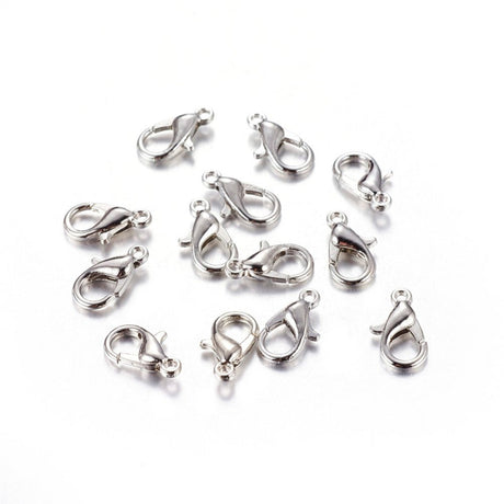 Karabinerverschluss 10 mm – Farbe Platin - PerlineBeads