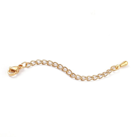 Karabinerverschluss mit Verlängerung, Edelstahl - Gold - PerlineBeads