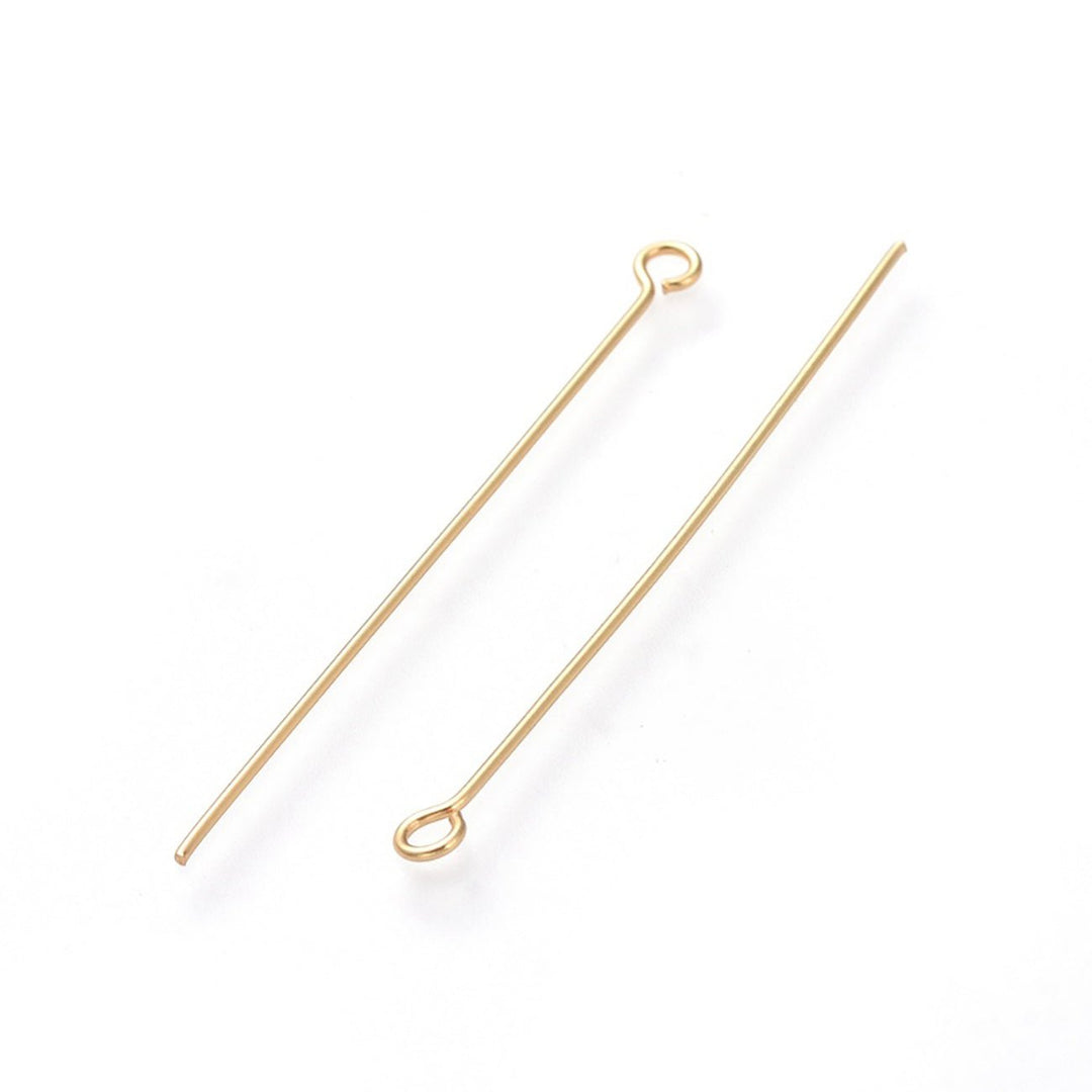 Kettelstift mit Öse 45 mm – Edelstahl, Farbe Gold - PerlineBeads
