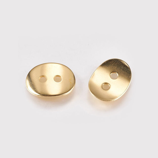 Knopf oval aus Edelstahl - Farbe Gold - PerlineBeads