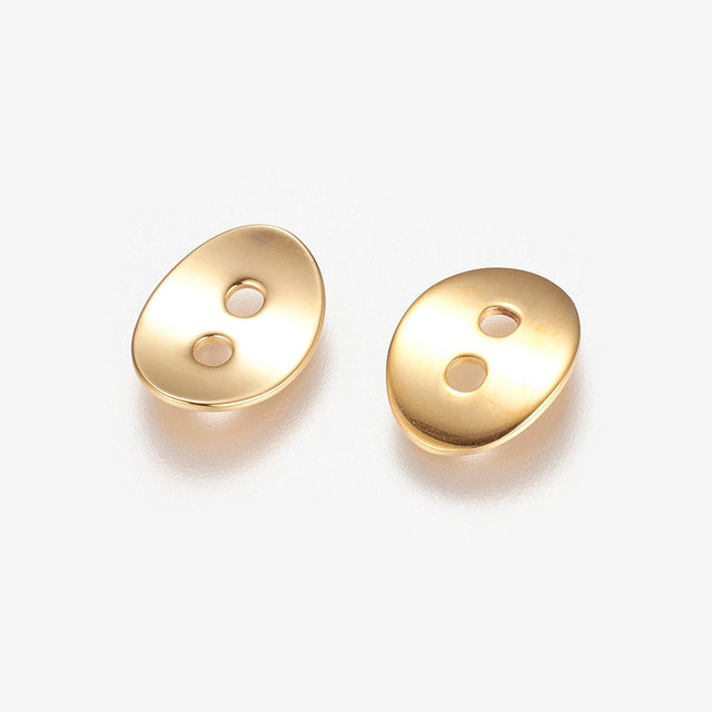 Knopf oval aus Edelstahl - Farbe Gold - PerlineBeads