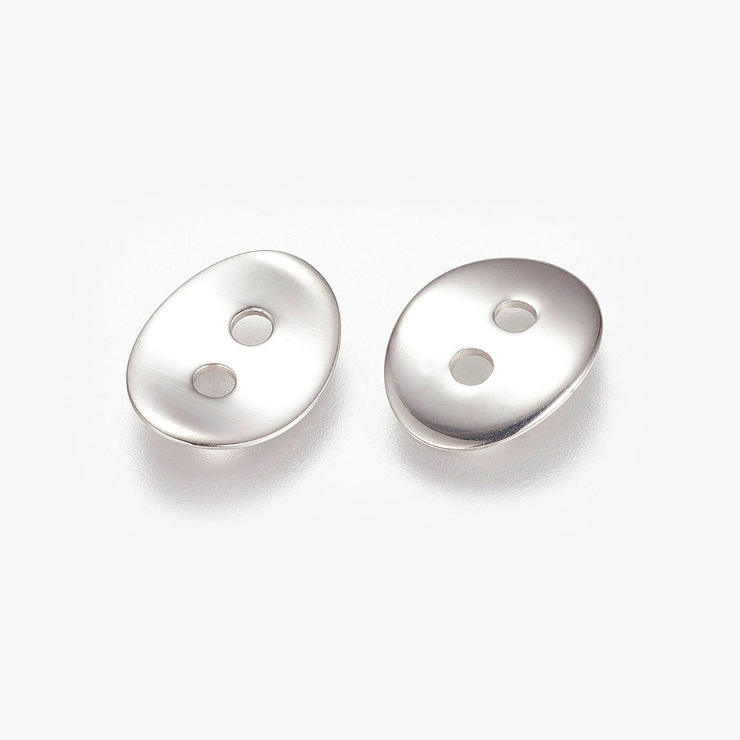 Knopf oval aus Edelstahl - Farbe Platin - PerlineBeads