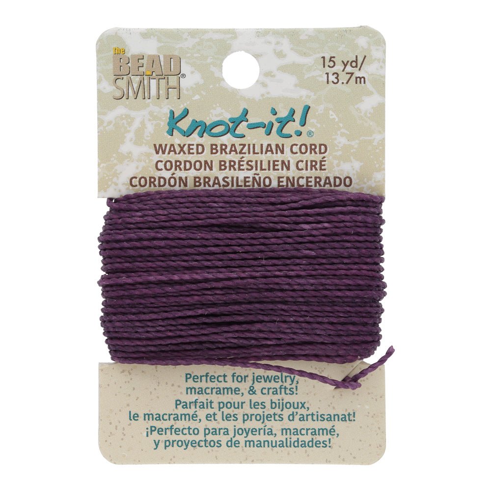 Knot-it! Gewachste brasilianische Kordel - Amethyst - PerlineBeads