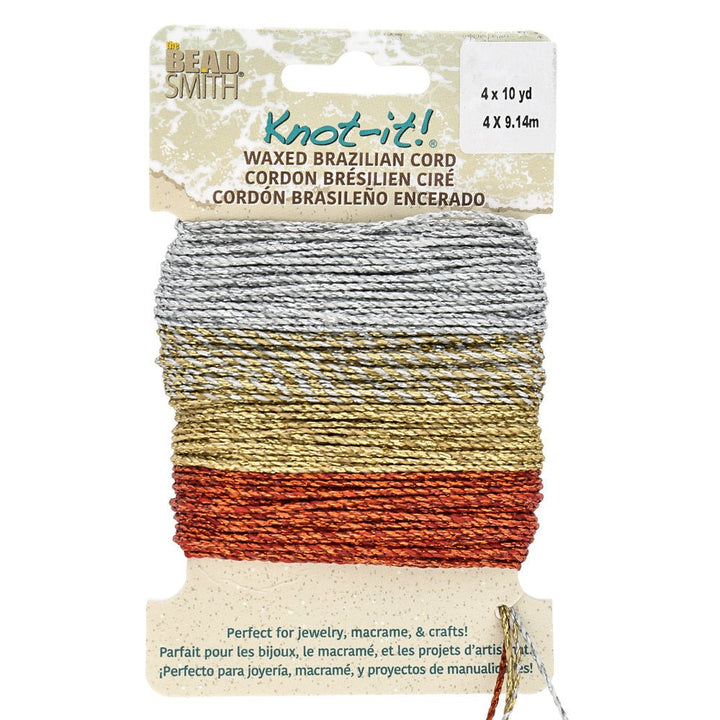 Knot-it! Gewachste brasilianische Kordel - Metallics - PerlineBeads