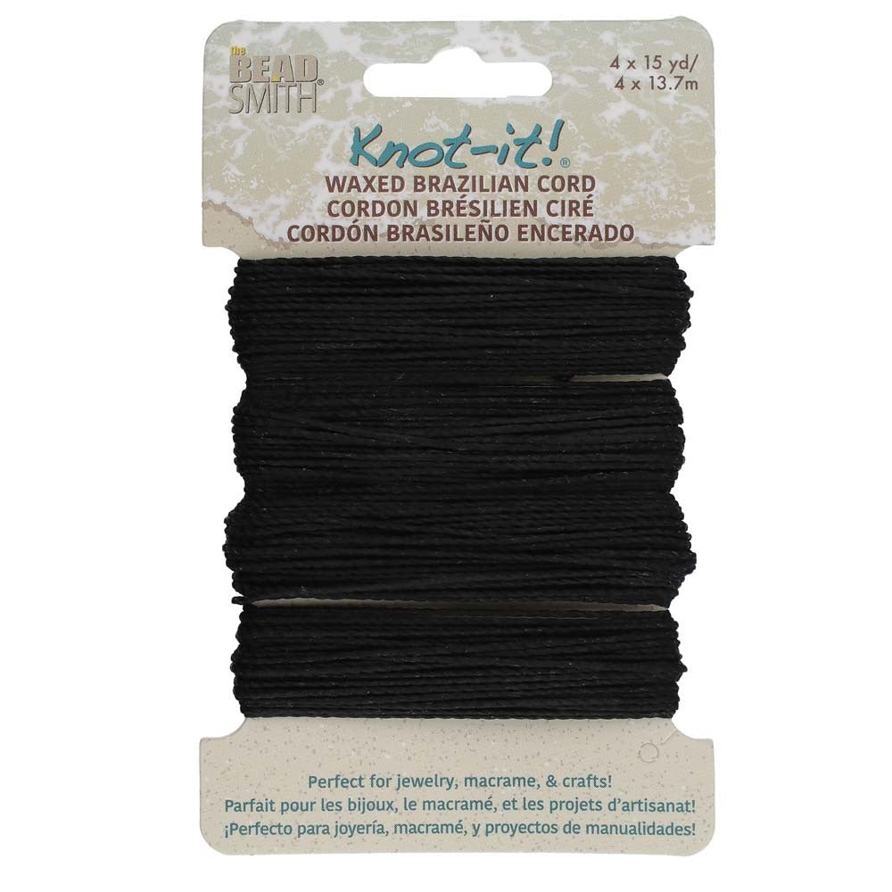 Knot-it! Gewachste brasilianische Kordel - schwarz - PerlineBeads