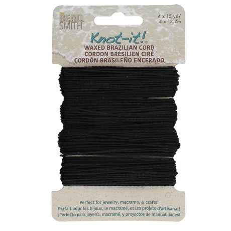 Knot-it! Gewachste brasilianische Kordel - schwarz - PerlineBeads