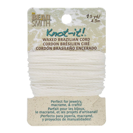 Knot-it! Gewachste brasilianische Kordel - White - PerlineBeads