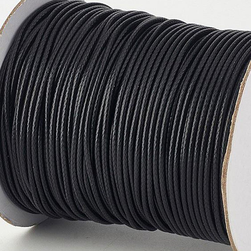 Kordel aus gewachstem Polyester 3 mm - Schwarz - PerlineBeads