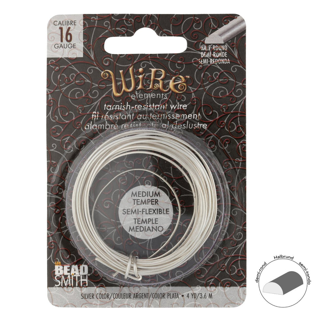 Kupferdraht Halbrund: Wire Elements™ – 16 Gauge – Silver Tarnish Resistant - PerlineBeads