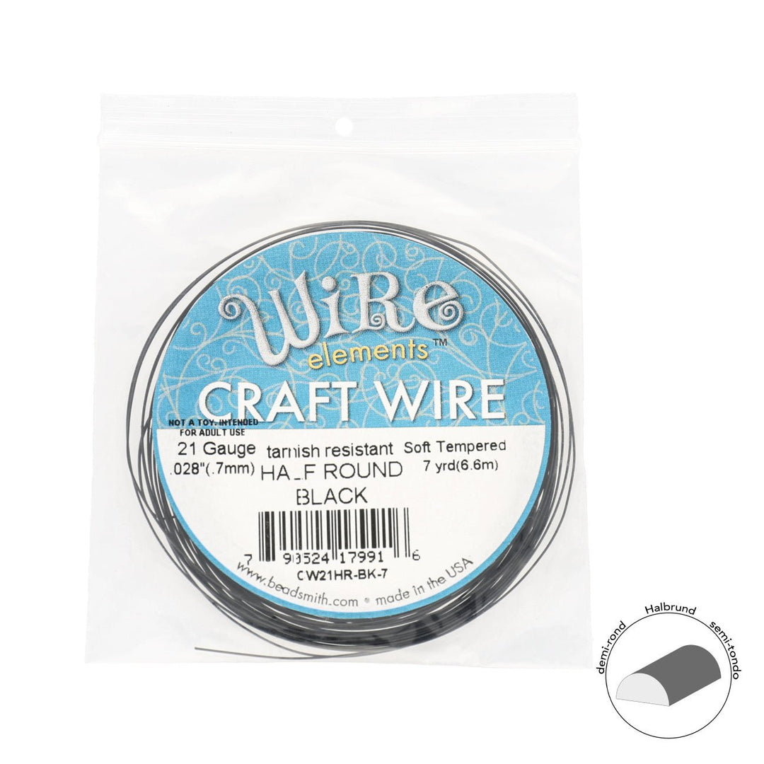 Kupferdraht Halbrund: Wire Elements™ – 21 Gauge – Black Tarnish Resistant - PerlineBeads