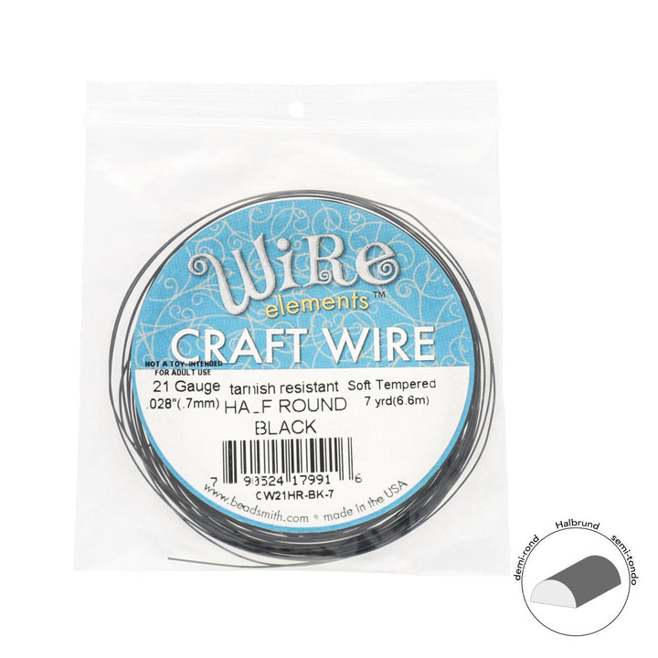 Kupferdraht Halbrund: Wire Elements™ – 21 Gauge – Black Tarnish Resistant - PerlineBeads