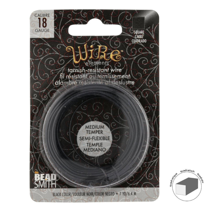 Kupferdraht Quadratisch: Wire Elements™ – 18 Gauge – Black Tarnish Resistant - PerlineBeads