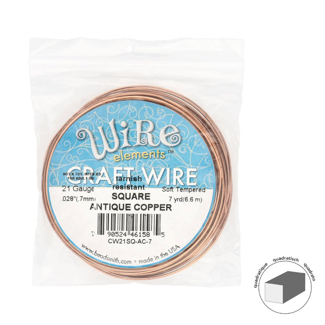 Kupferdraht Quadratisch: Wire Elements™ – 21 Gauge – Antique Copper Tarnish Resistant - PerlineBeads