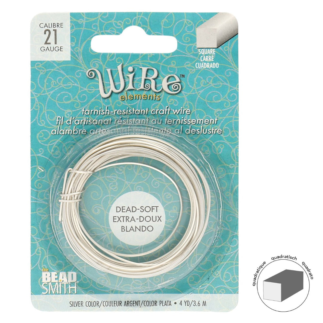 Kupferdraht Quadratisch: Wire Elements™ – 21 Gauge – Silver Tarnish Resistant - PerlineBeads