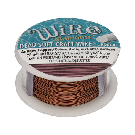 Kupferdraht: Wire Elements™ – 28 Gauge – Antique Copper Tarnish Resistant - PerlineBeads