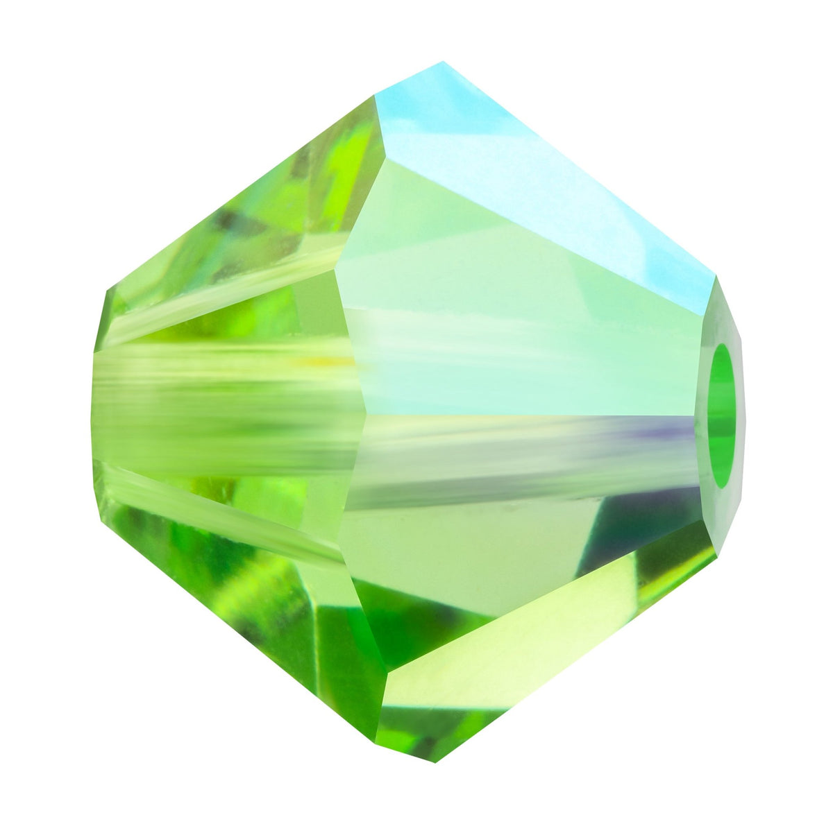 M.C. Doppelkegel 4 mm - Peridot AB - PerlineBeads