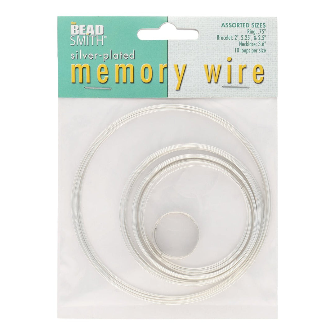 Memory Wire - 5 verschiedene Grössen – Silber (10 Umdrehungen) - PerlineBeads