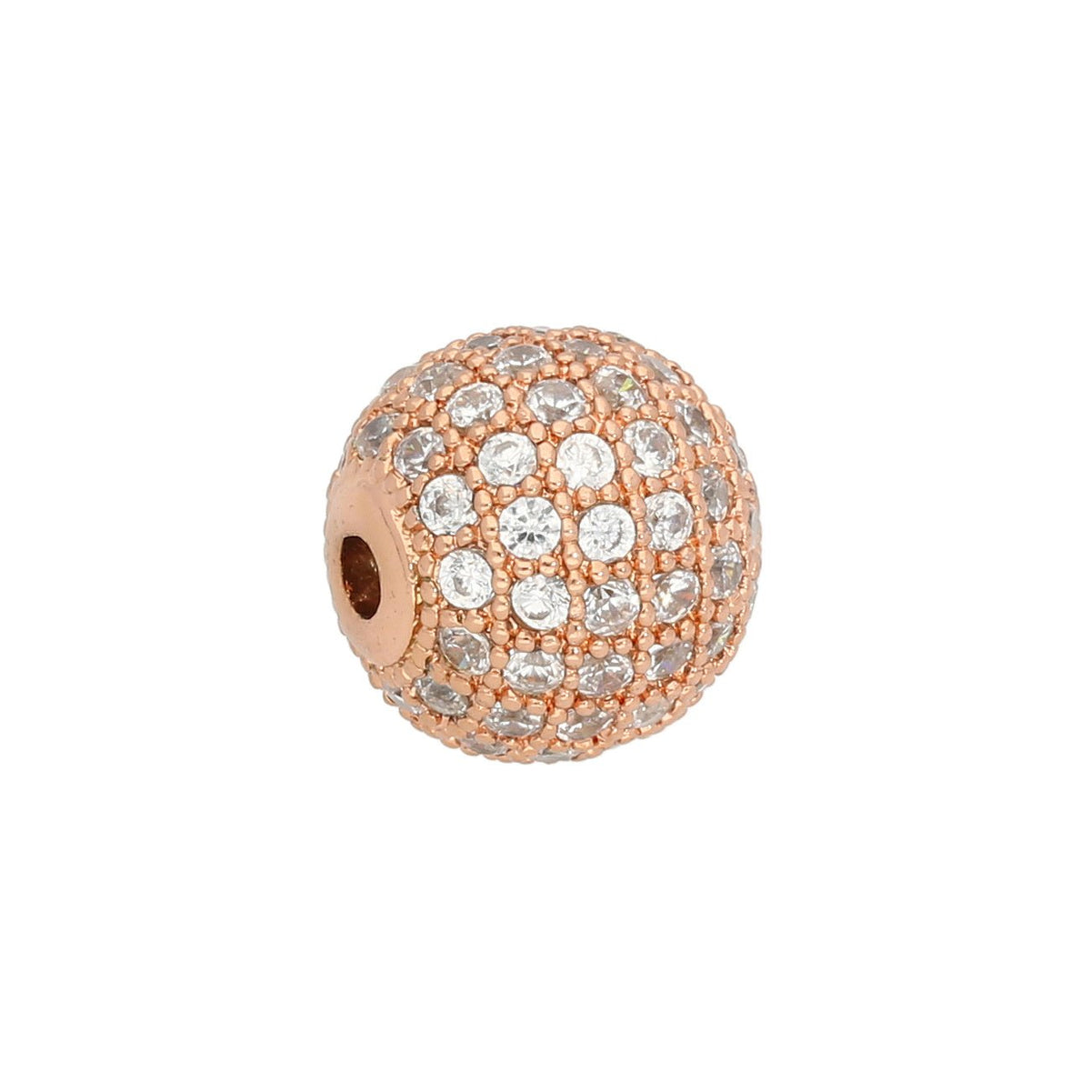 Metallperle Cubic Zirconia micro pavé - 10 mm - Kristall-Rotgold - PerlineBeads